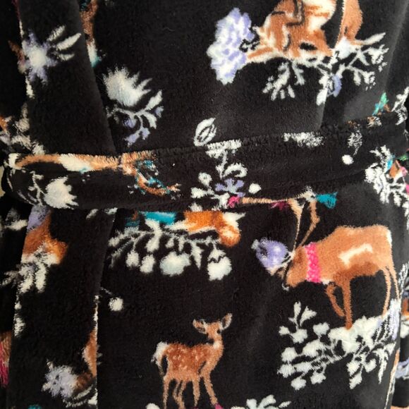Vera Bradley Hooded Cozy Life Robe Merry Mischief Woodland Animals Size L/XL - Picture 8 of 14
